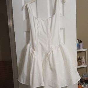 SHEIN White Mini Dress with Flared Skirt